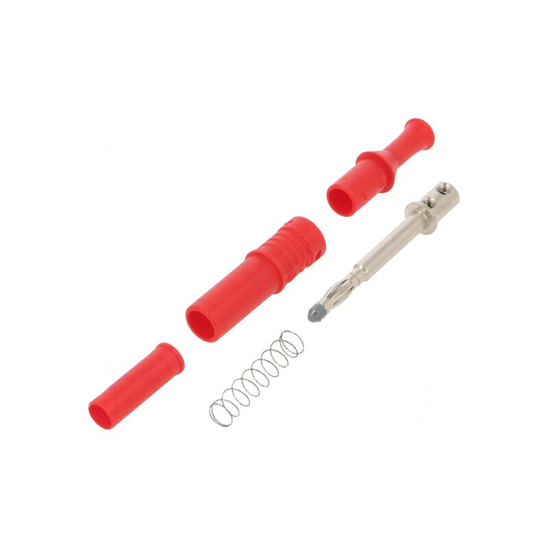 Conector banană 4mm roşu 36A cu izolaţie 80,4mm | Electronic-mag.ro | Componente Electronice
