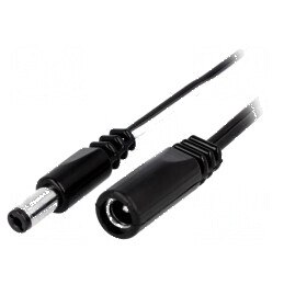 Cablu DC 5,5/2,1 cu mufă și soclu drept negru 2x0,5mm2 | Electronic-mag.ro | Componente Electronice