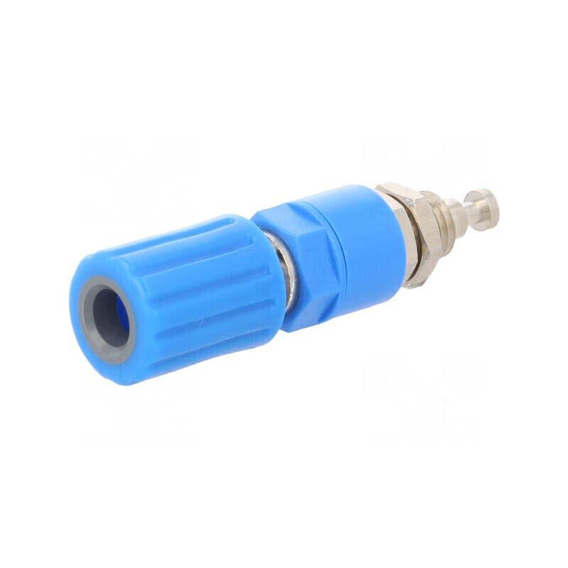 Conector banană 4mm soclu 36A 30VAC 60VDC albastru Ø6mm | Electronic-mag.ro | Componente Electronice