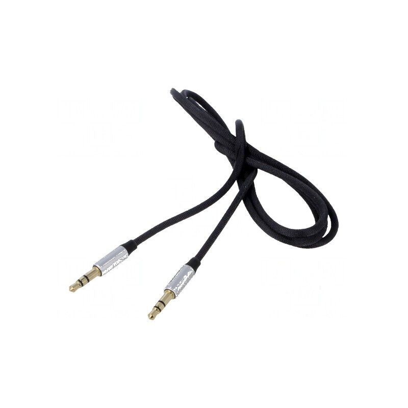 Cablu Jack 3,5mm textil negru 1m mufe ambele părți | Electronic-mag.ro | Componente Electronice
