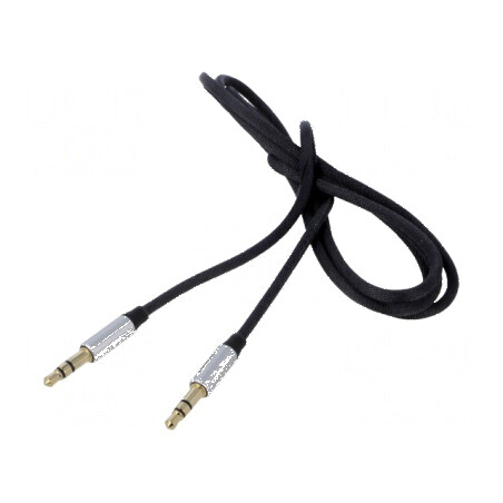 Cablu Jack 3,5mm textil negru 1m mufe ambele părți | Electronic-mag.ro | Componente Electronice