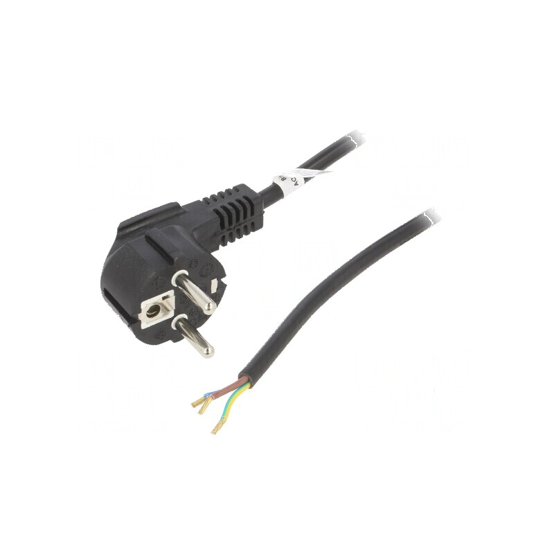 Cablu CEE 7/7 ştecăr unghi 2m PVC negru 10A | Electronic-mag.ro | Componente Electronice