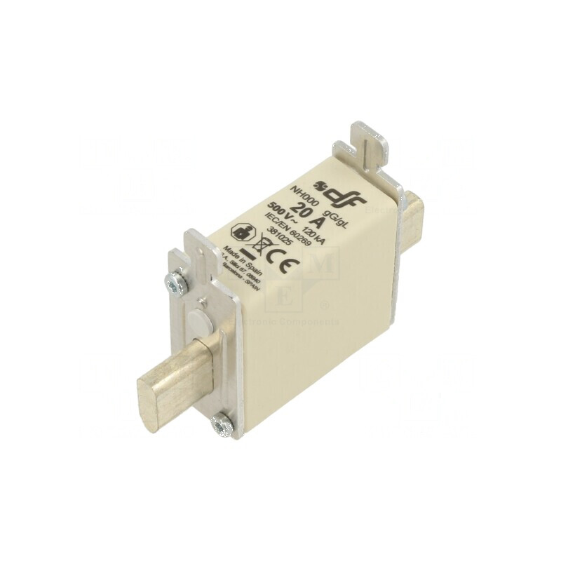 Siguranţă ceramică gG 20A 500VAC 250VDC NH000 | Electronic-mag.ro | Componente Electronice