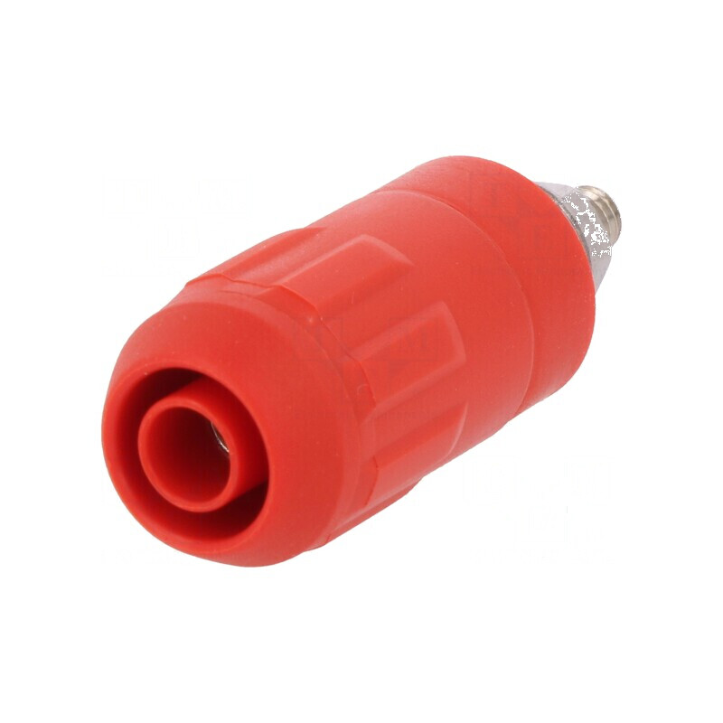 Conector banană 4mm soclu 20A roşu cu izolaţie înşurubare | Electronic-mag.ro | Componente Electronice
