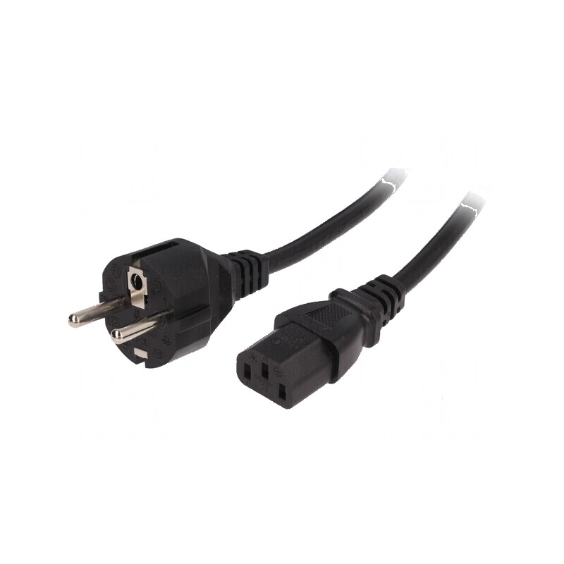 Cablu 3x1mm2 CEE 7/7 mufă IEC C13 mamă 1,5m negru PVC | Electronic-mag.ro | Componente Electronice