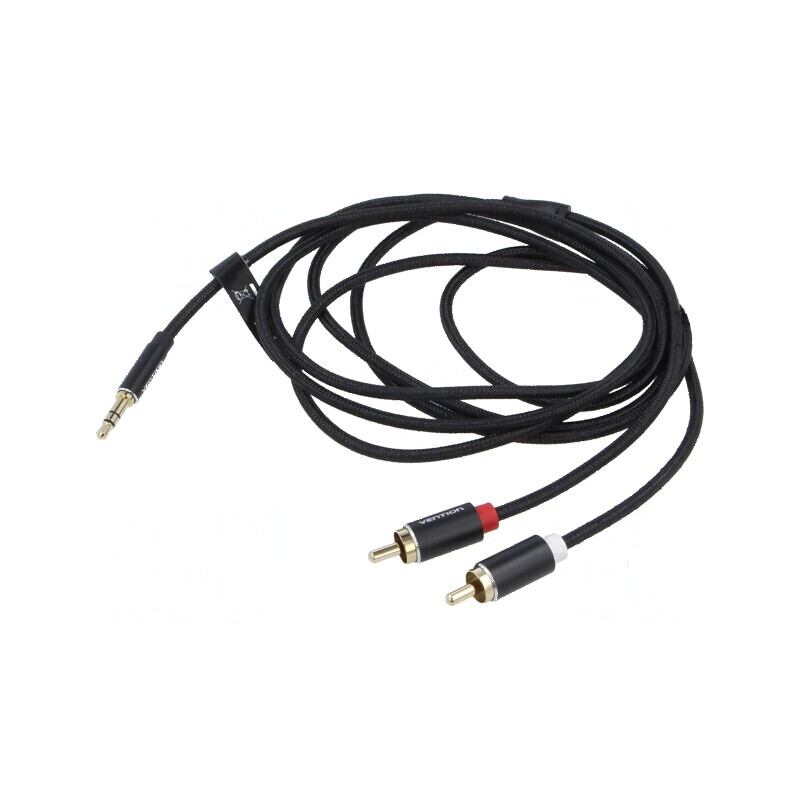 Cablu Jack 3,5mm la RCA x2, 2m, placare aurit, textil | Electronic-mag.ro | Componente Electronice