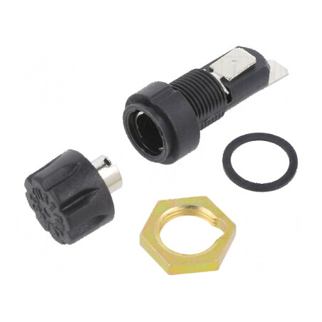 Clemă neagră 6,3x32mm 20A 250VAC UL94V-0 termoplast pentru panou | Electronic-mag.ro | Componente Electronice