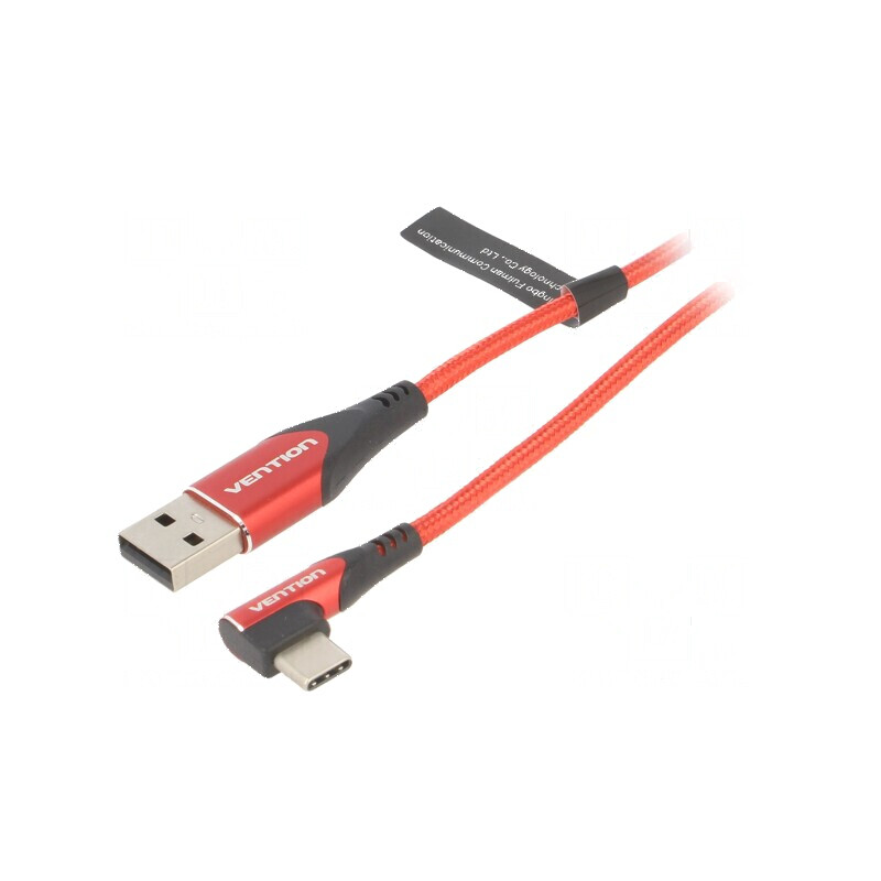 Cablu USB 2.0 A la C unghiat 1m roșu 480Mbps | Electronic-mag.ro | Componente Electronice