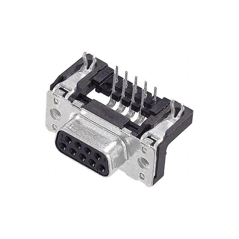 Conector D-Sub 9 PIN soclu mamă unghiat 90° THT UNC 4-40 | Electronic-mag.ro | Componente Electronice