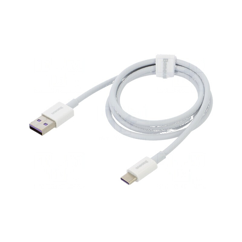 Cablu USB A la USB C 1m alb 66W Quick Charge | Electronic-mag.ro | Componente Electronice