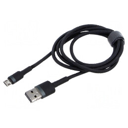 Cablu USB 2.0 High Speed 1m Negru Textil 2,4A | Electronic-mag.ro | Componente Electronice
