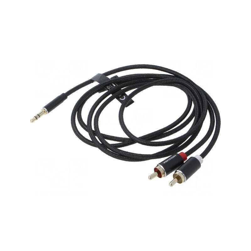 Cablu Jack 3,5mm la RCA x2, 1,5m, placare aurită, textil | Electronic-mag.ro | Componente Electronice