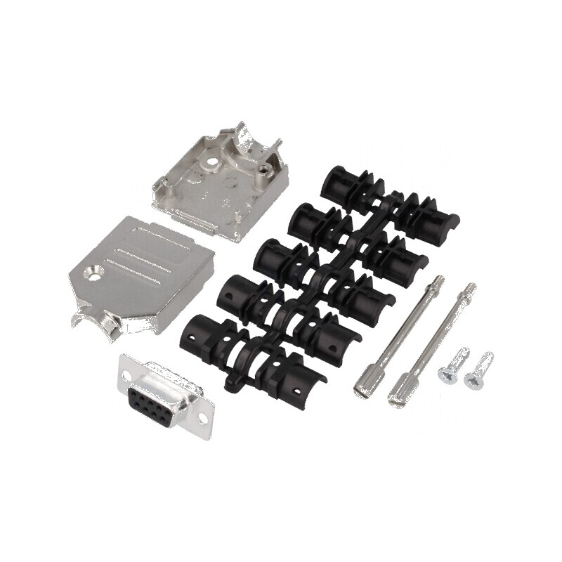Kit mufa mamă D-Sub 9 PIN lipire pe cablu neagră | Electronic-mag.ro | Componente Electronice