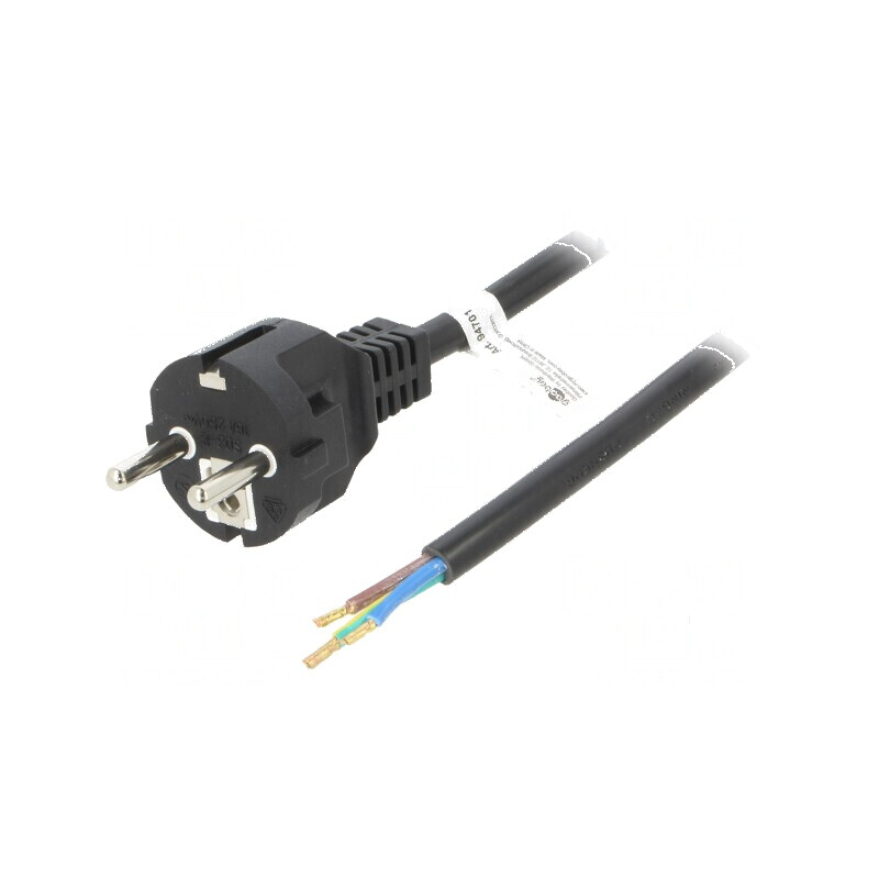 Cablu CEE 7/7 E/F 1,5m 16A 250V PVC Negru | Electronic-mag.ro | Componente Electronice