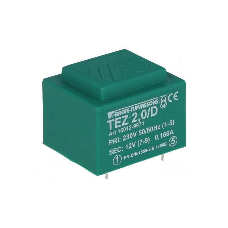 Transformator încapsulat 2VA 230VAC 12V 166,6mA PCB | Electronic-mag.ro | Componente Electronice