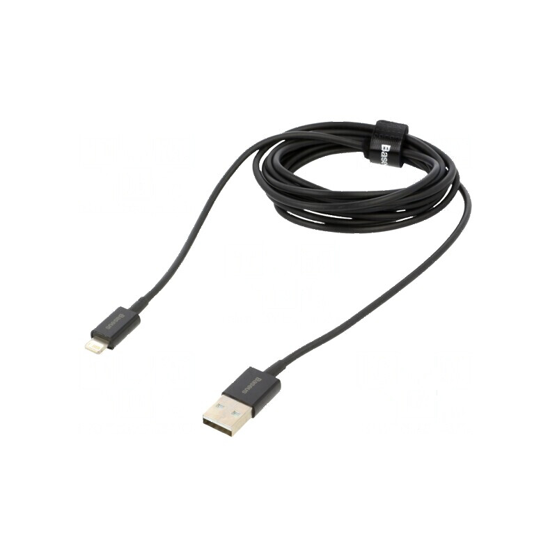 Cablu Apple Lightning USB A 2m negru textil 2,4A | Electronic-mag.ro | Componente Electronice
