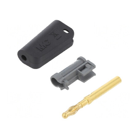 Conector banană 4mm 32A negru aurit pe cablu | Electronic-mag.ro | Componente Electronice