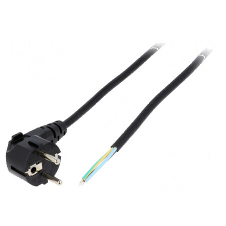Cablu 3x0,75mm2 CEE 7/7 ştecăr unghi PVC 2m | Electronic-mag.ro | Componente Electronice