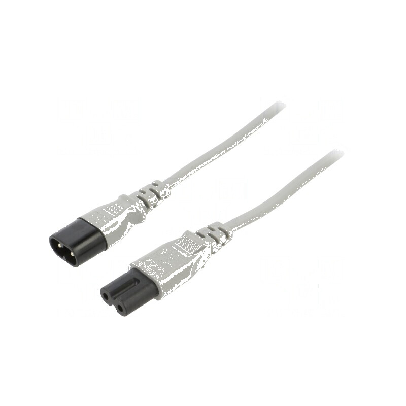 Cablu IEC C7 mamă - IEC C8 tată 3m 2x0,75mm2 gri 2,5A 250V | Electronic-mag.ro | Componente Electronice