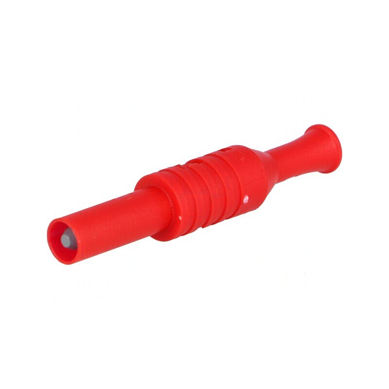Conector banană 4mm roşu 36A 1kVAC cu izolaţie 63mm | Electronic-mag.ro | Componente Electronice
