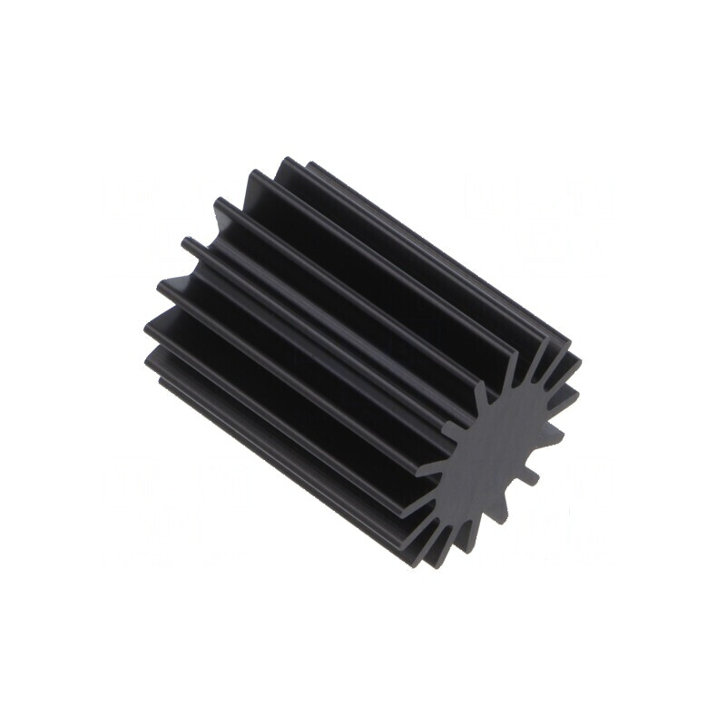 Radiator LED extrudat rotund negru aluminiu 37,5mm Ø30mm | Electronic-mag.ro | Componente Electronice