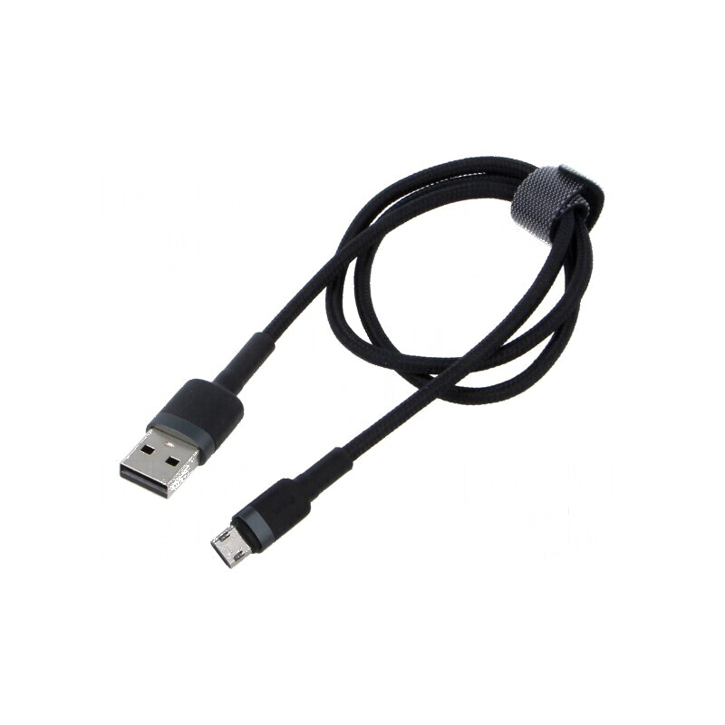 Cablu USB 2.0 0,5m negru textil, High Speed, 2,4A | Electronic-mag.ro | Componente Electronice