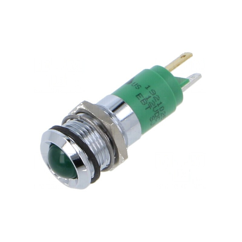 Lampă LED convexă verde 12VDC Ø14mm metal/plastic | Electronic-mag.ro | Componente Electronice