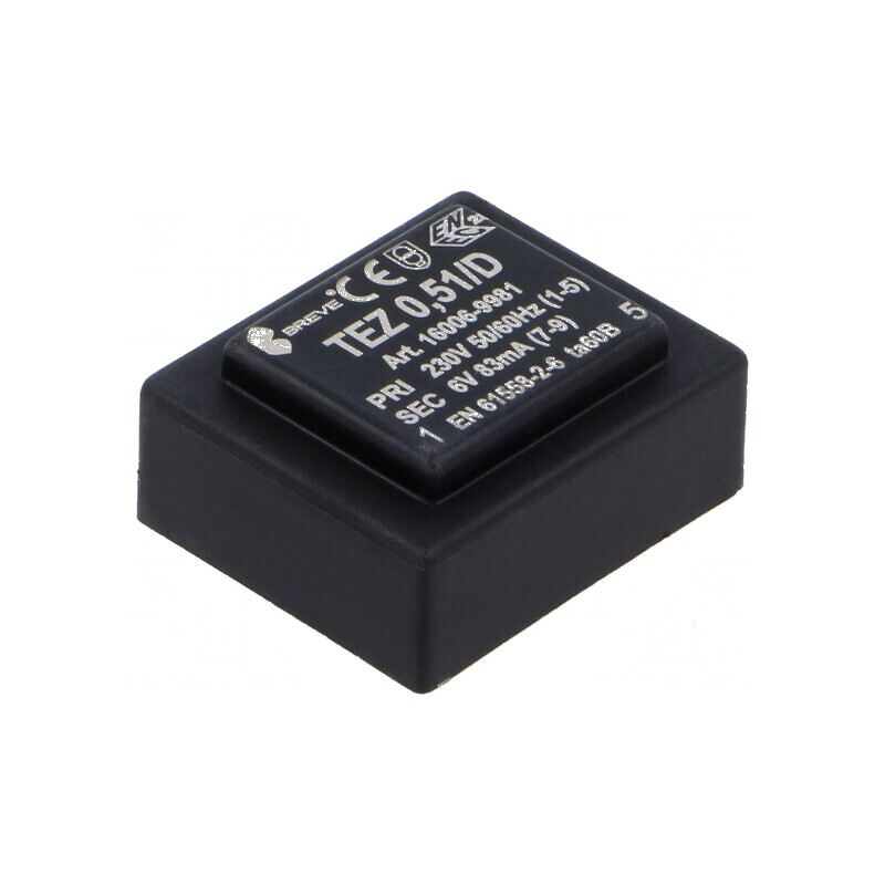 Transformator încapsulat 0,5VA 230VAC 6V PCB IP00 TEZ 28mm | Electronic-mag.ro | Componente Electronice