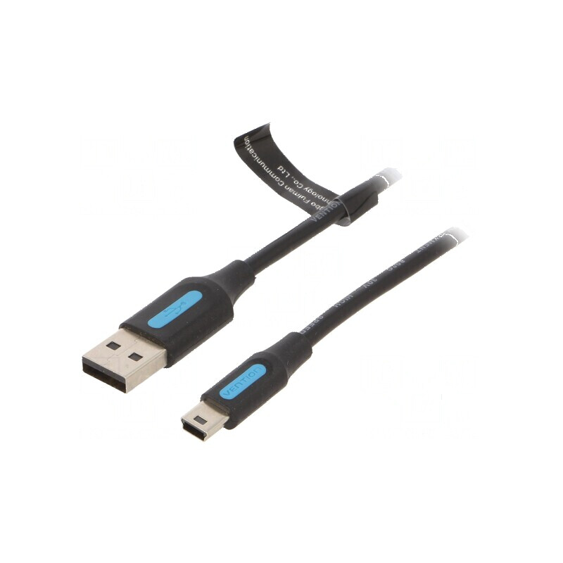 Cablu USB 2.0 A la B mini, 3m, negru, nichelat | Electronic-mag.ro | Componente Electronice