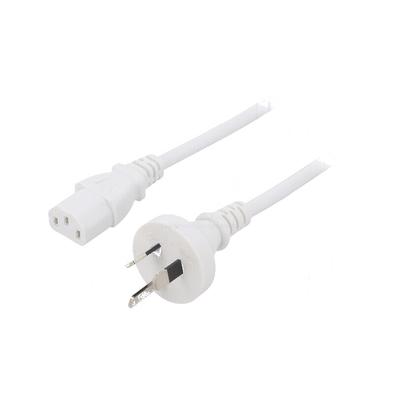 Cablu 3x1mm² AS/NZS 3112 IEC C13 Mamă PVC 1m Alb | Electronic-mag.ro | Componente Electronice