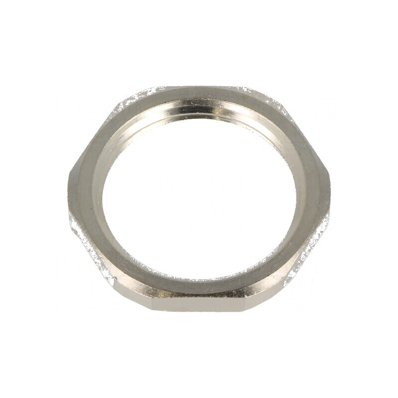 Piuliță M25 cu împământare din alamă nichelată, grosime 3,5mm, cheie 30mm | Electronic-mag.ro | Componente Electronice
