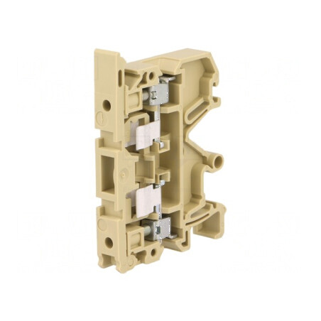 Conector îmbinare şine 4mm², 2 borne, bej, lăţime 8mm, 6,3A | Electronic-mag.ro | Componente Electronice