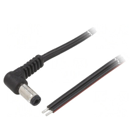 Cablu DC 5,5/2,1 Mufă Unghi Negru 1,5m 2x0,75mm² | Electronic-mag.ro | Componente Electronice