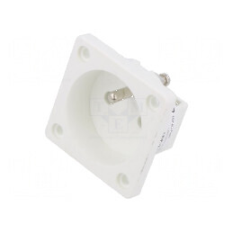Conector alimentare AC 2P PE 250VAC 16A alb | Electronic-mag.ro | Componente Electronice