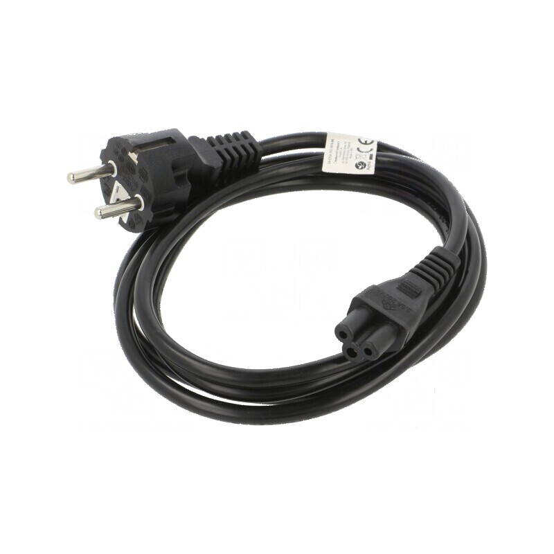 Cablu CEE 7/7 E/F 1,8m PVC negru cu mufă IEC C5 mamă | Electronic-mag.ro | Componente Electronice