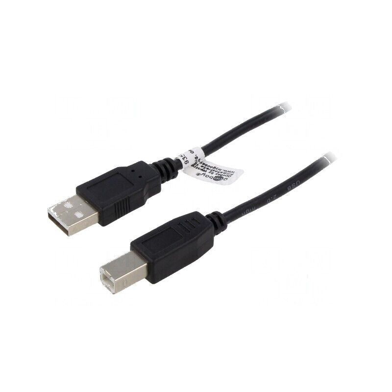 Cablu USB 2.0 A la B 5m negru Fire CCS PVC | Electronic-mag.ro | Componente Electronice