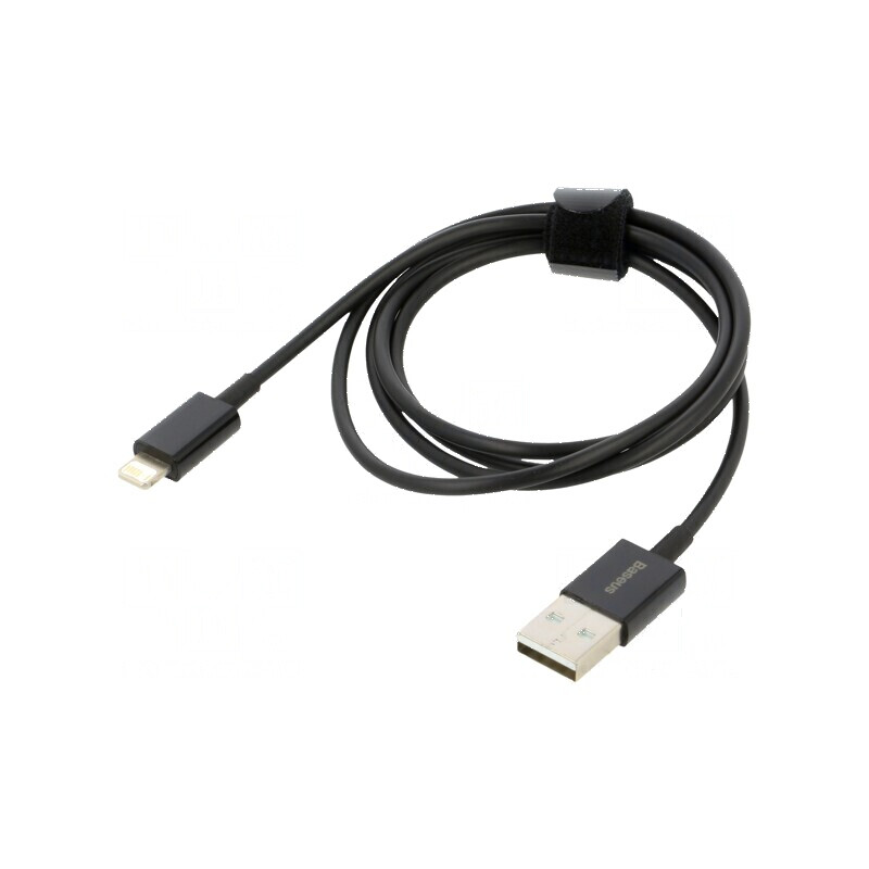 Cablu Apple Lightning la USB A 1m negru textil 2,4A | Electronic-mag.ro | Componente Electronice
