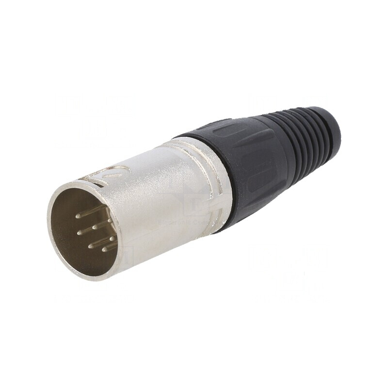 Conector XLR mufă tată PIN 7 drept pe cablu lipire argintat | Electronic-mag.ro | Componente Electronice