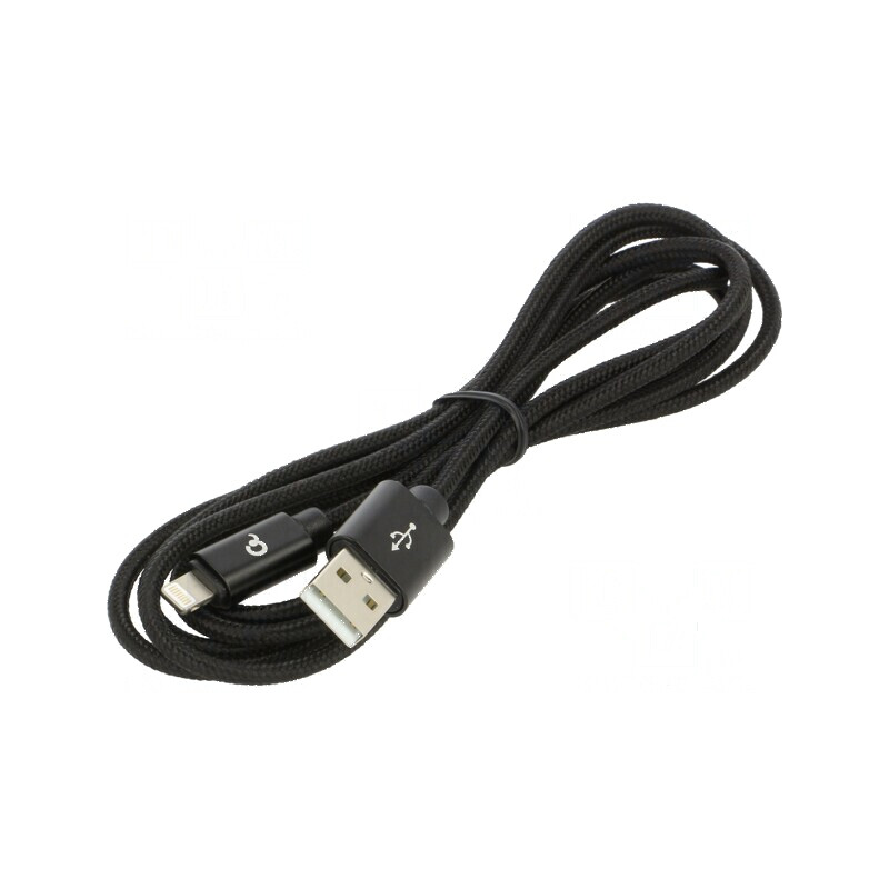 Cablu USB 2.0 Apple Lightning - USB A 1,8m negru | Electronic-mag.ro | Componente Electronice