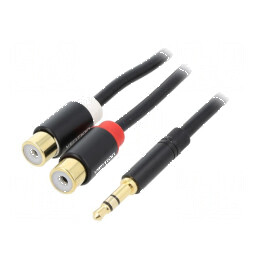 Cablu Jack 3,5mm 3pin la RCA soclu x2, 0,3m, placare aurit | Electronic-mag.ro | Componente Electronice