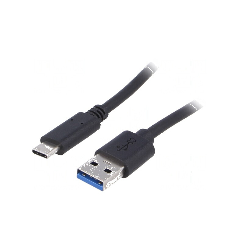 Cablu USB 3.0 A la C nichelat 0,5m negru | Electronic-mag.ro | Componente Electronice