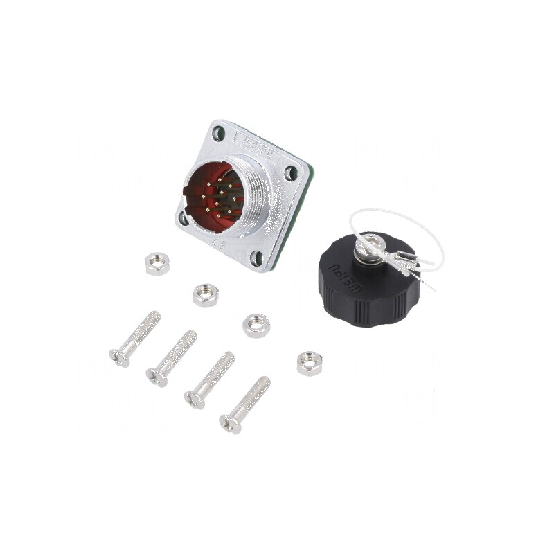 Soclu WF16 tată PIN 10 IP67 5A 400V aurit | Electronic-mag.ro | Componente Electronice