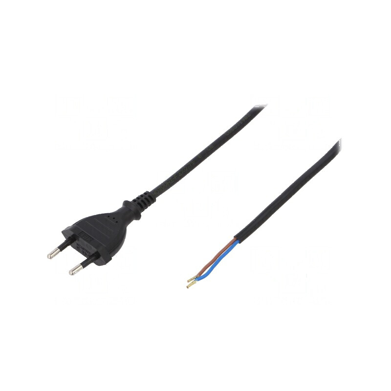 Cablu 2x0,75mm2 CEE 7/16 cu mufă PVC 1,5m negru | Electronic-mag.ro | Componente Electronice