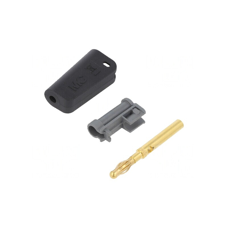Conector banană 4mm 19A negru aurit pe cablu | Electronic-mag.ro | Componente Electronice