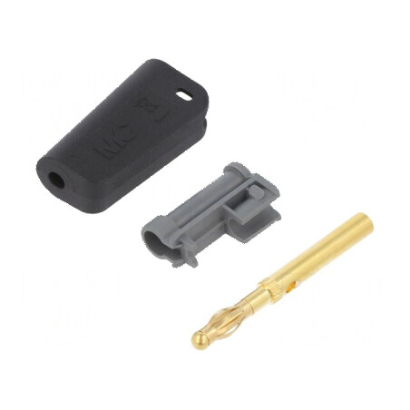Conector banană 4mm 32A negru aurit pe cablu | Electronic-mag.ro | Componente Electronice