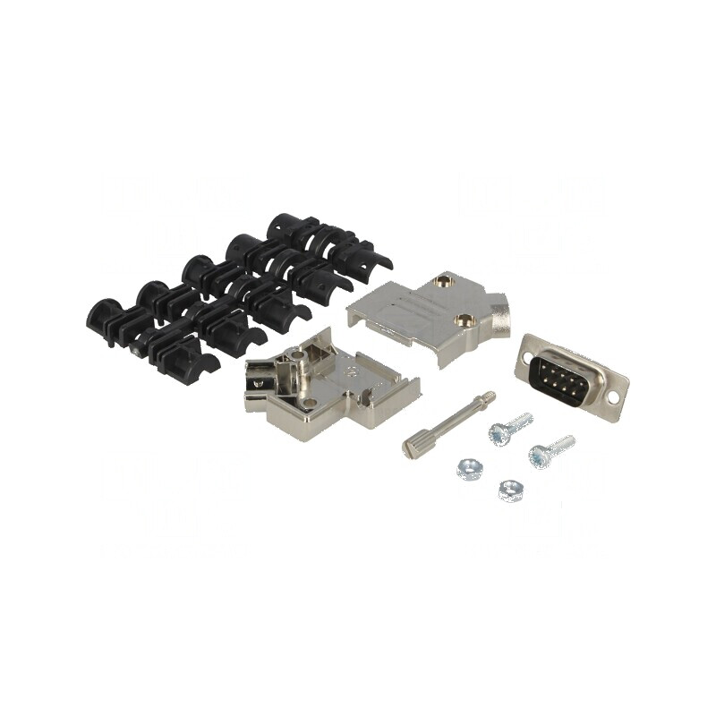 Mufă D-Sub PIN 9 tată lipire pe cablu neagră - Kit complet | Electronic-mag.ro | Componente Electronice