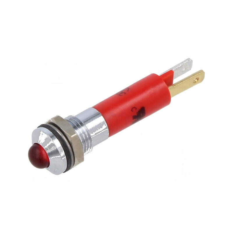 Lampă LED convexă roșie 12VDC 12VAC Ø8mm IP67 | Electronic-mag.ro | Componente Electronice
