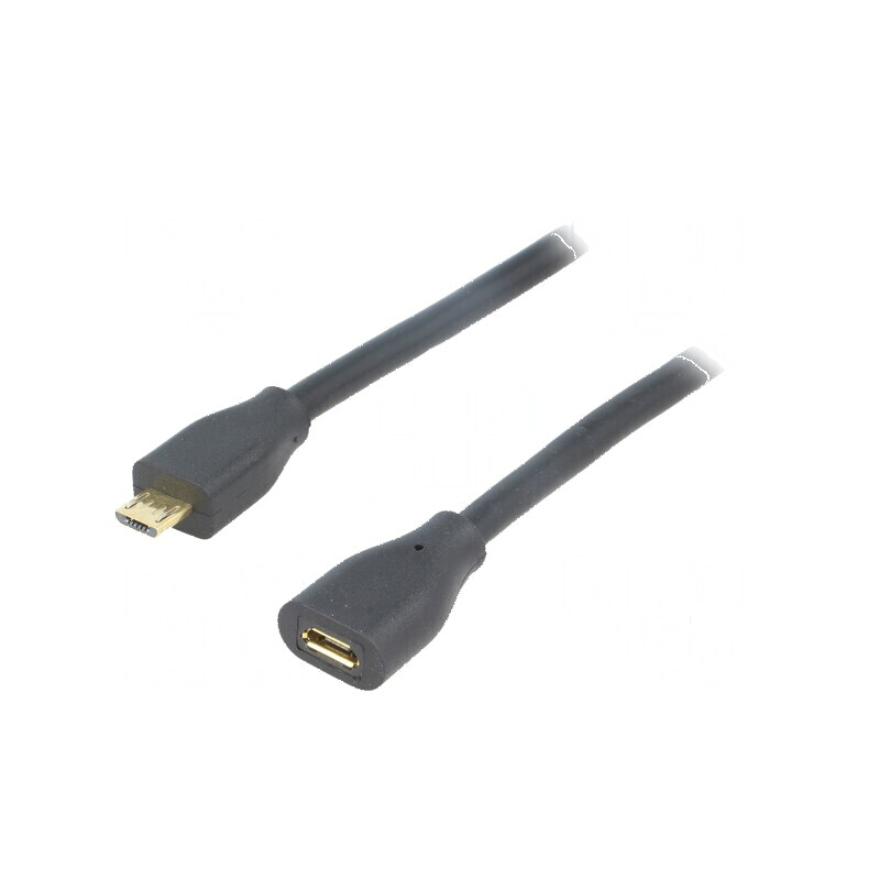 Cablu USB 2.0 micro USB B 0,5m negru | Electronic-mag.ro | Componente Electronice