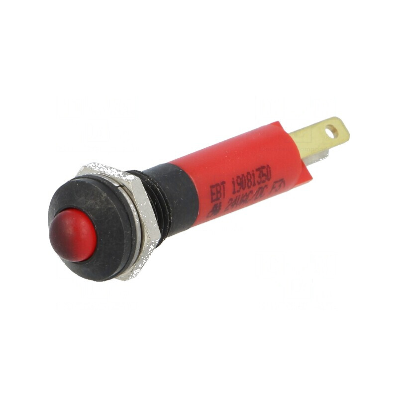 Lampă LED convexă roşie 24VDC 24VAC Ø8mm IP67 | Electronic-mag.ro | Componente Electronice