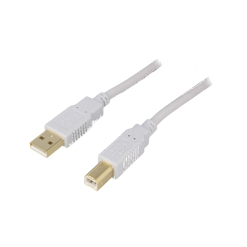 Cablu USB 2.0 A la B 3m gri aurit Fire: CCA | Electronic-mag.ro | Componente Electronice